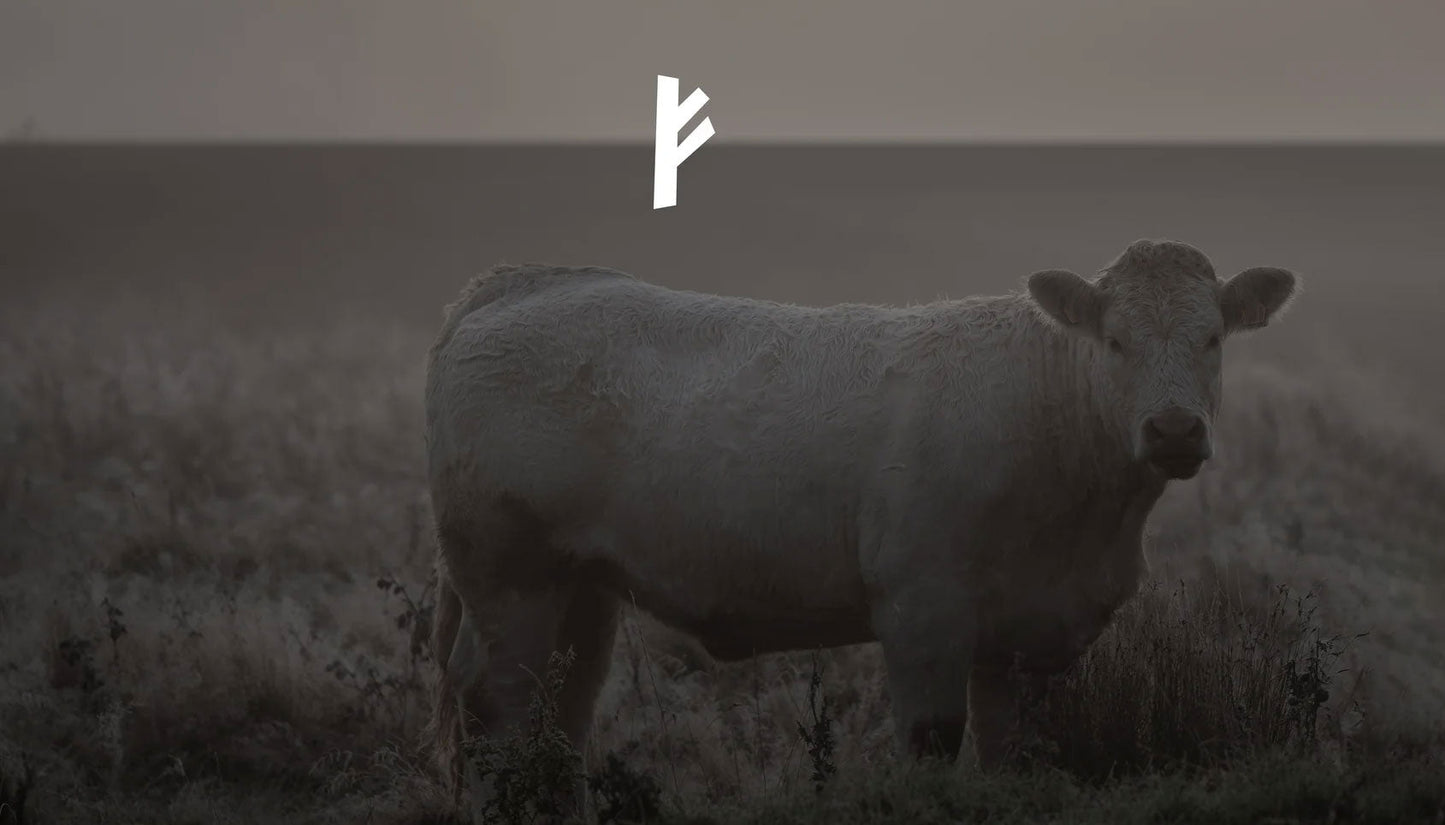 Cow on the moor at dusk