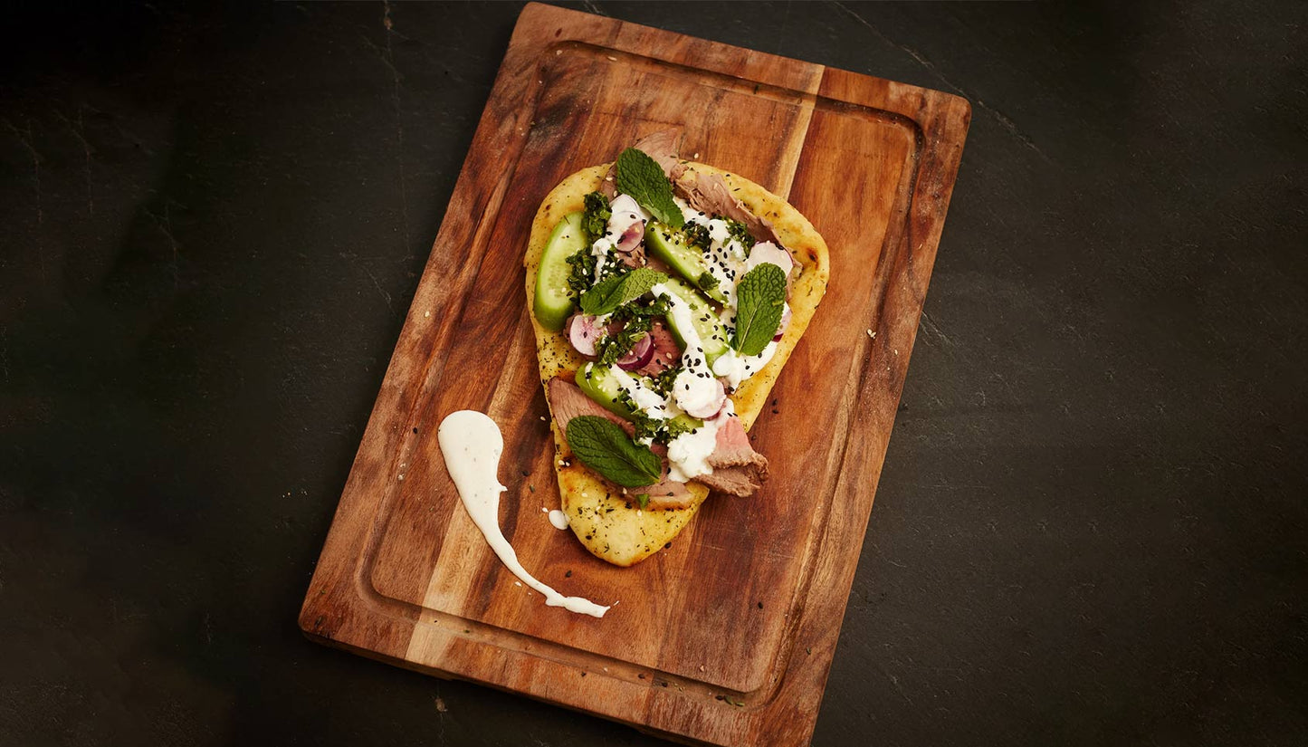 Christmas leftovers - Herby lamb flatbread sandwich