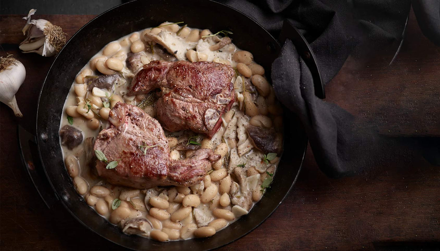 Venison T-bone Steaks with Haricot Bean Cassoule